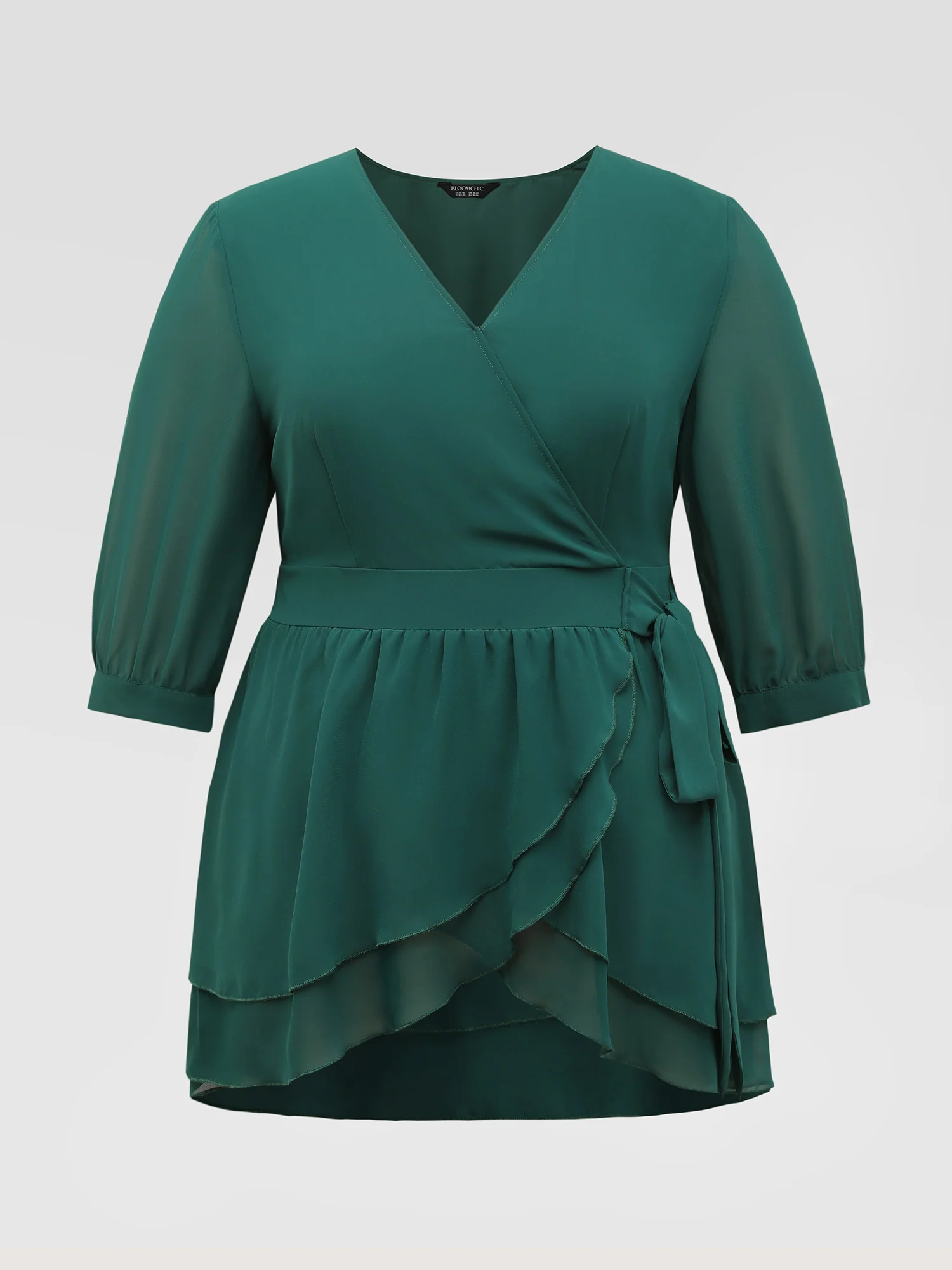 Layered Ruffled Hem Side-Tie Blouse - Image 7