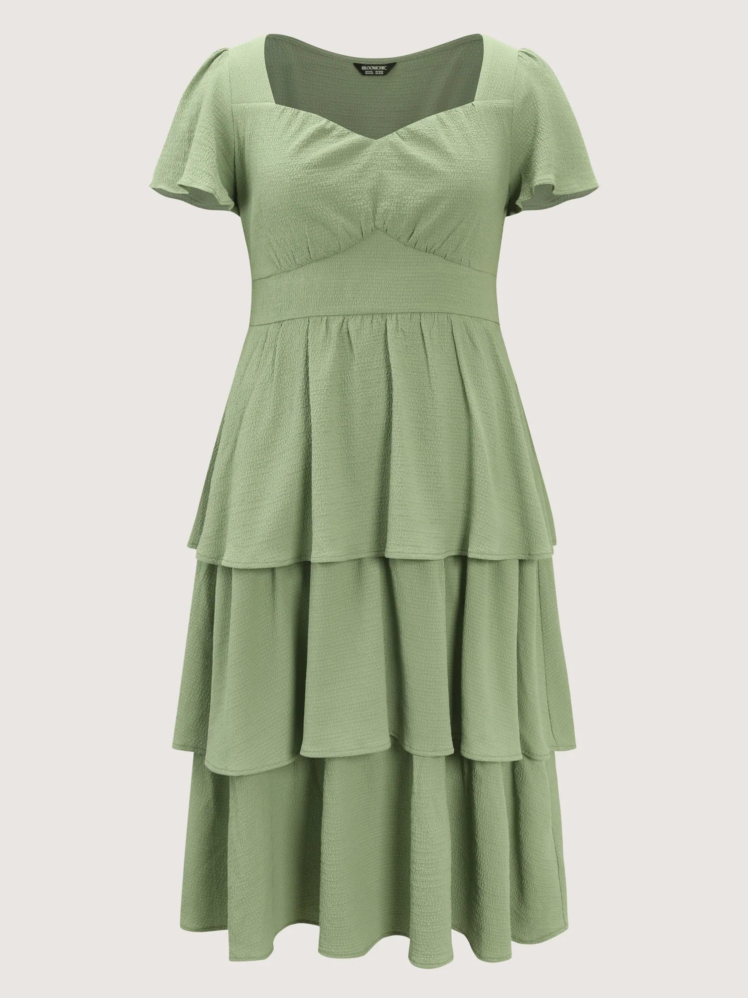 Layered Triangular Waist Shirred Midi Dress - Image 7