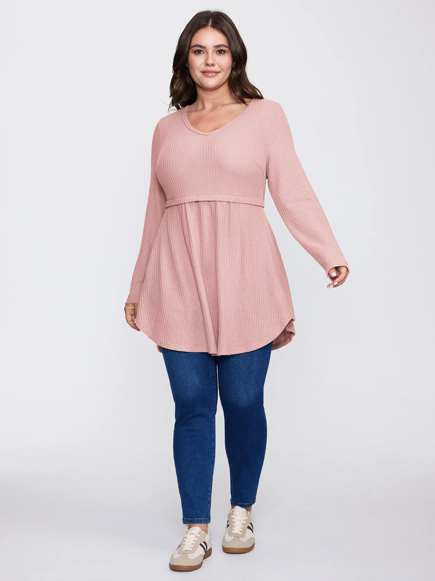 Layered V-Neck Fit and Flare Knit Top - Image 10