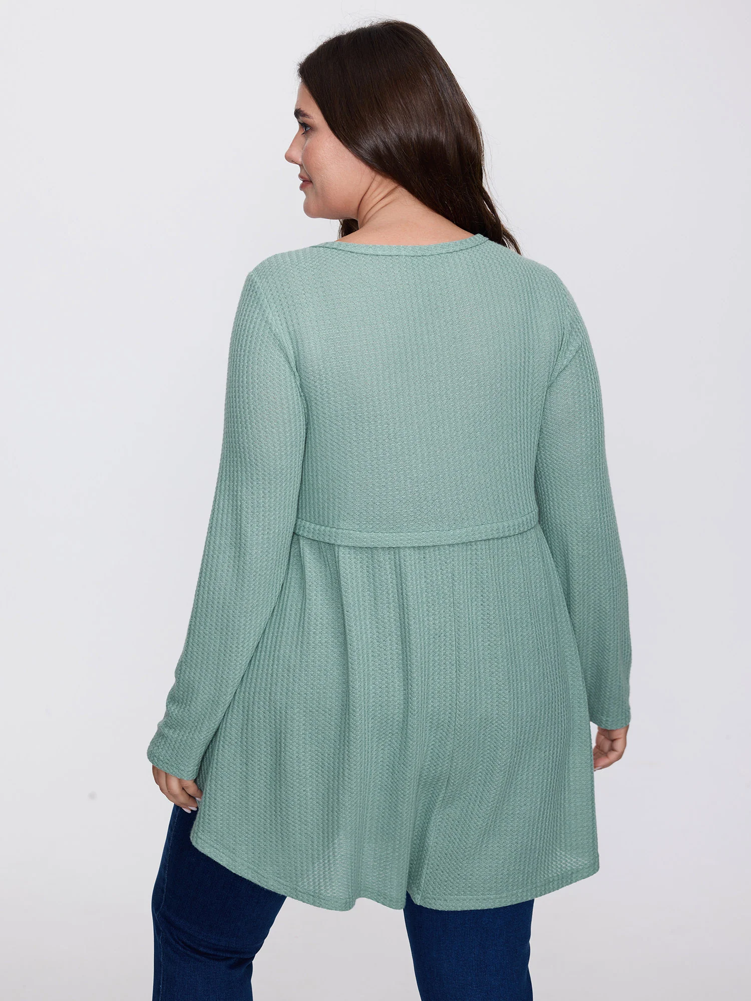 Layered V-Neck Fit and Flare Knit Top - Image 4