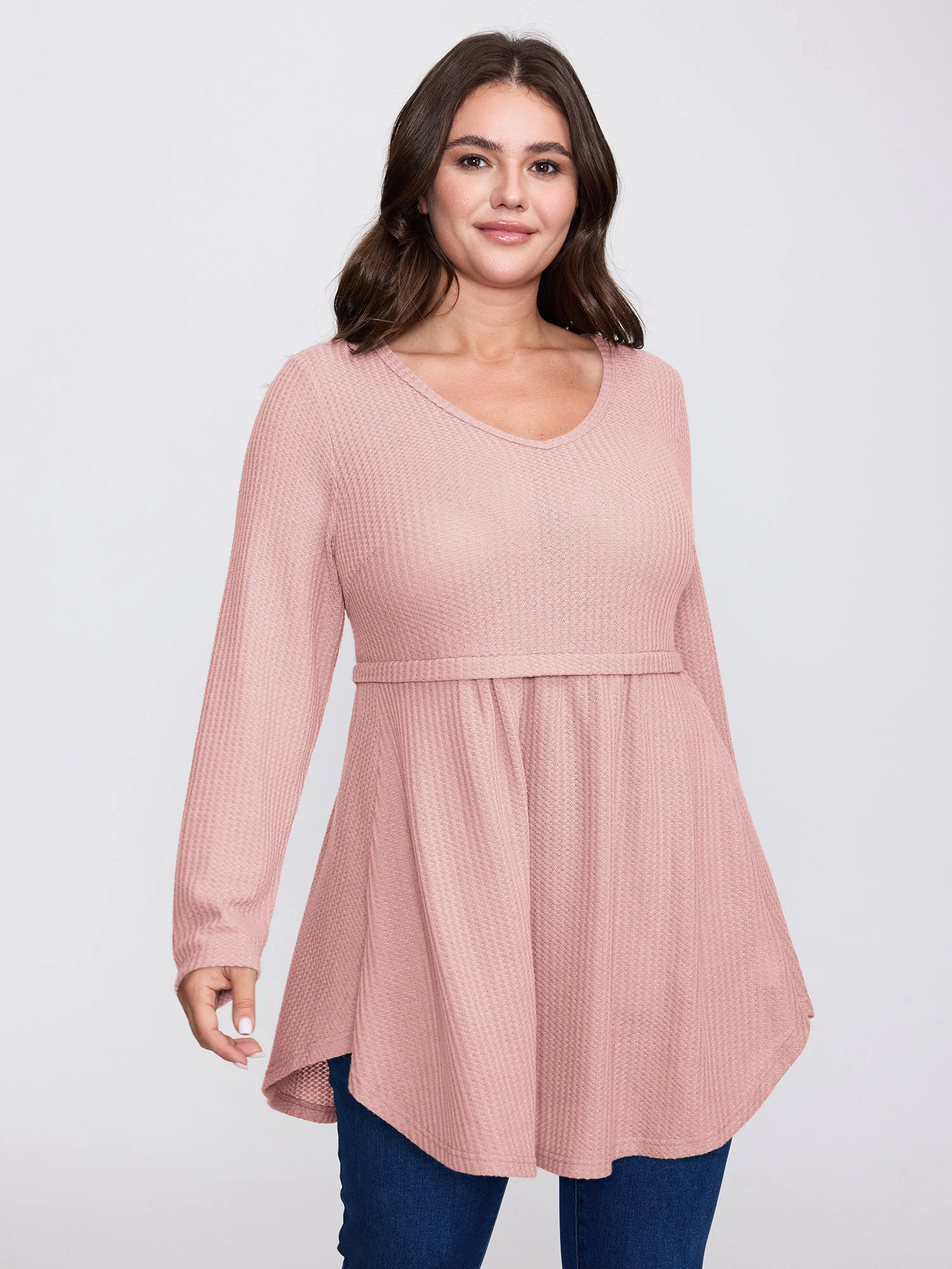 Layered V-Neck Fit and Flare Knit Top - Image 8