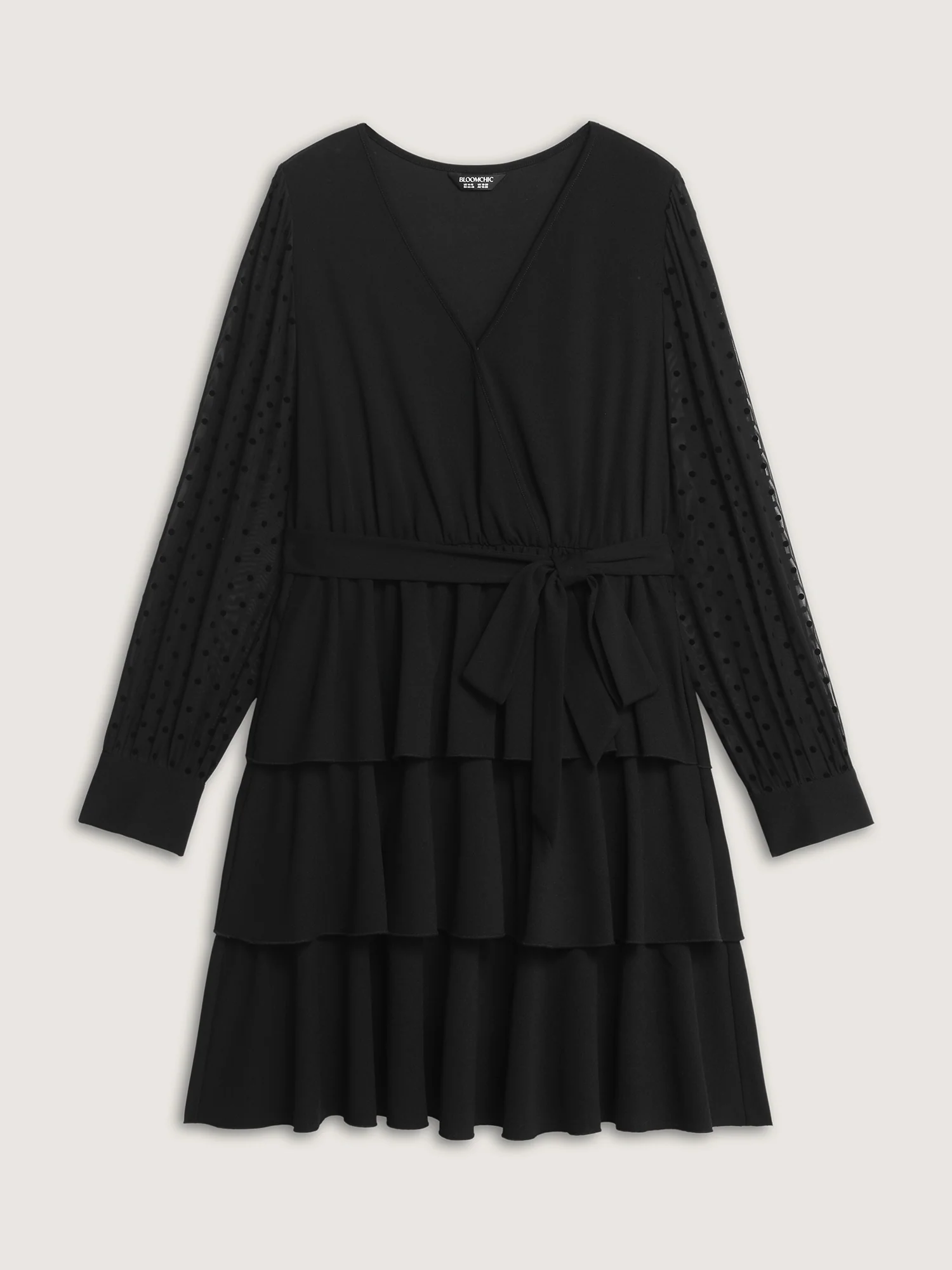 Layered Wrap Neckline Belted Midi Dress - Image 6