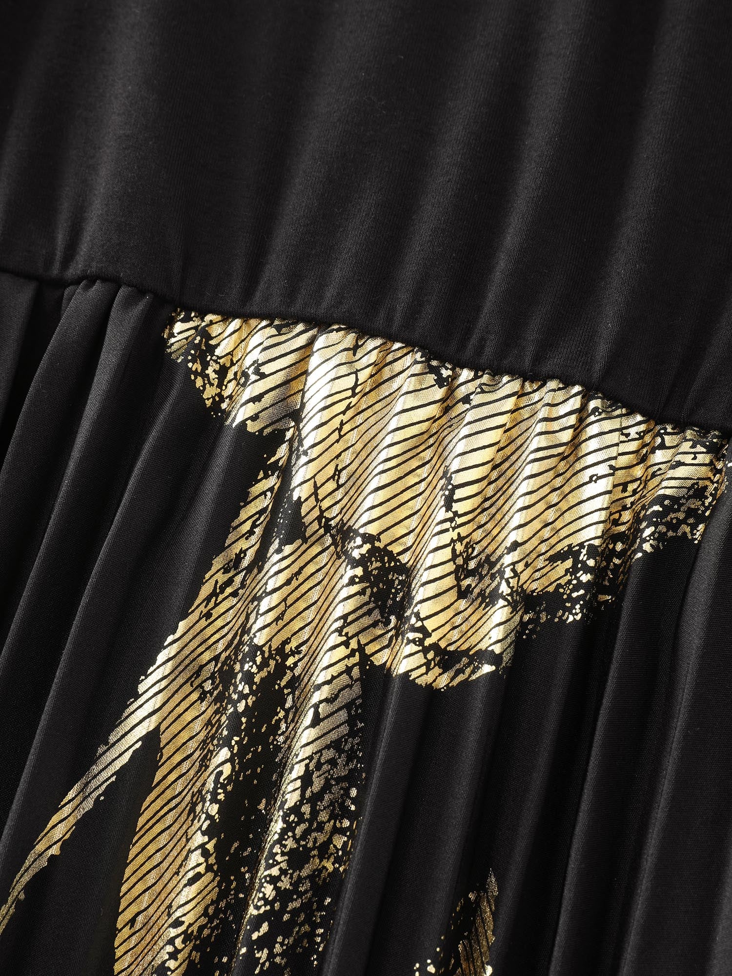 Leaf Print Pleated Off-Shoulder Midi Dress - Image 5