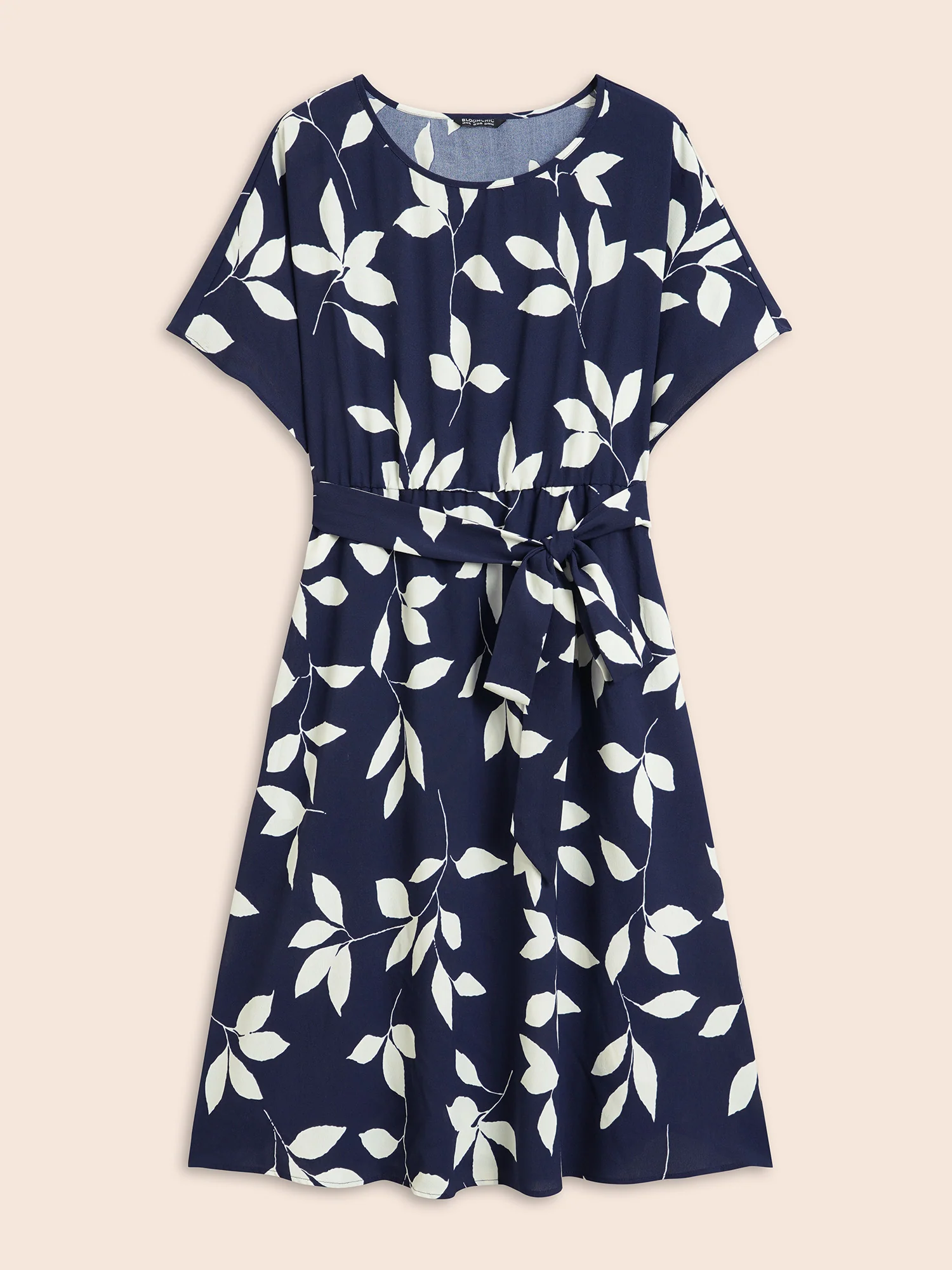 Leaf Print Pocket Belted Dress - Image 7