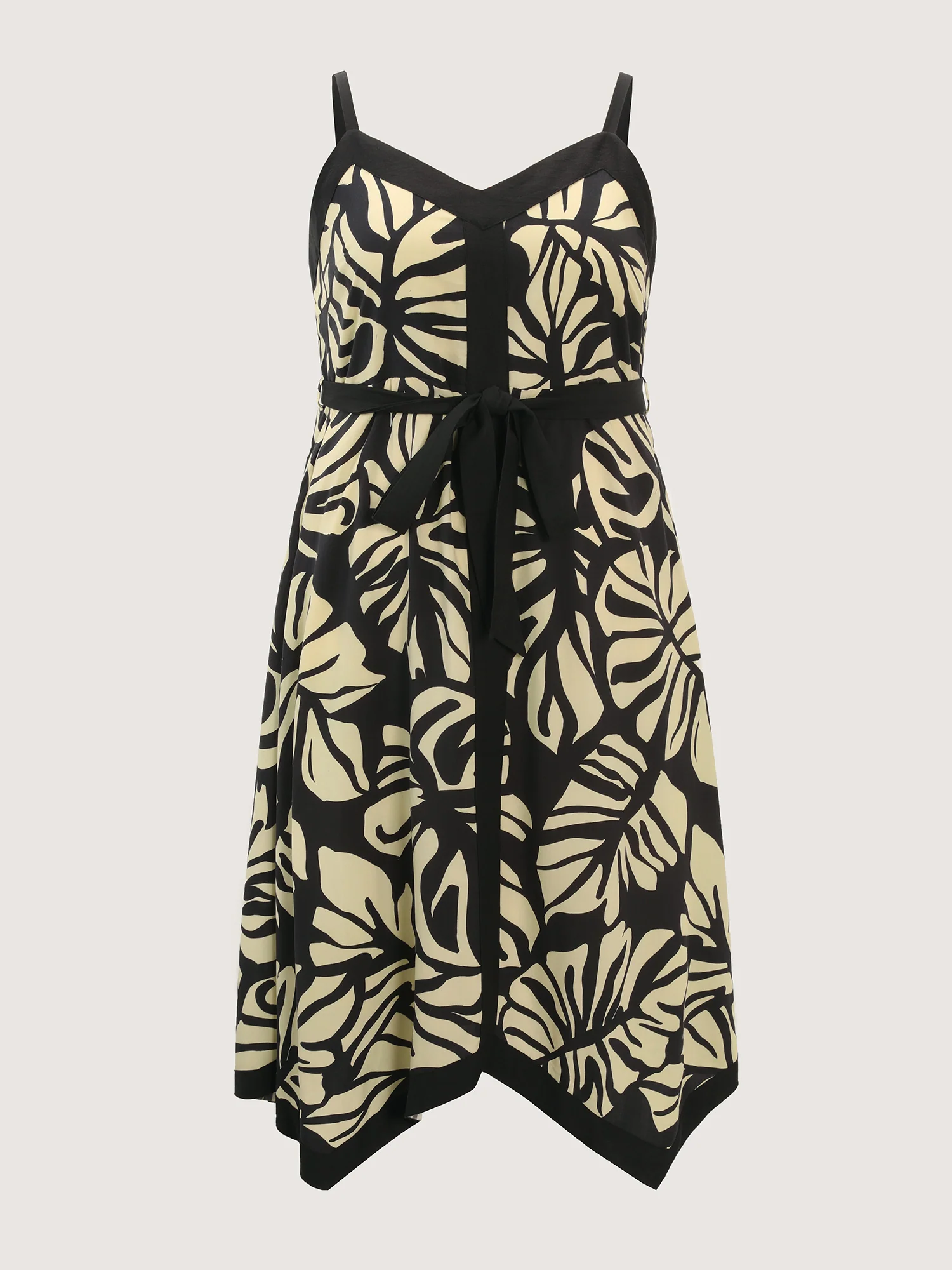Leaf Print Waist Tie Cami Midi Dress - Image 7