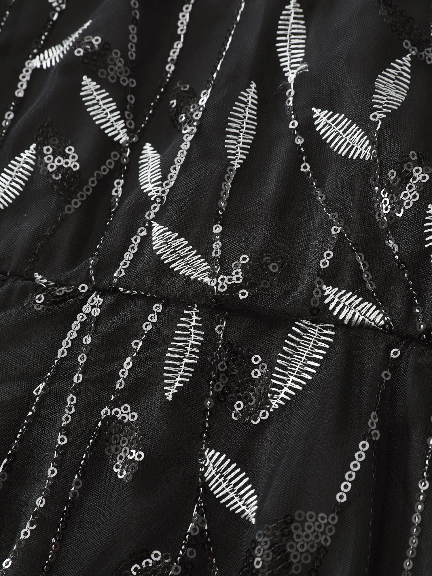 Leafy Print Sheer Sleeve V-Neck Maxi Dress - Image 5