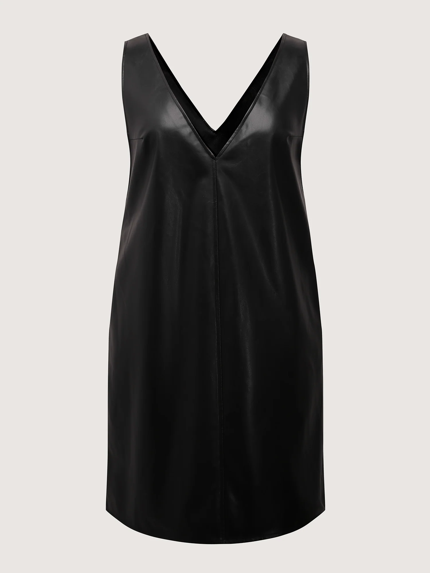 Leather V-Neck Sleeveless Sheath Dress - Image 7