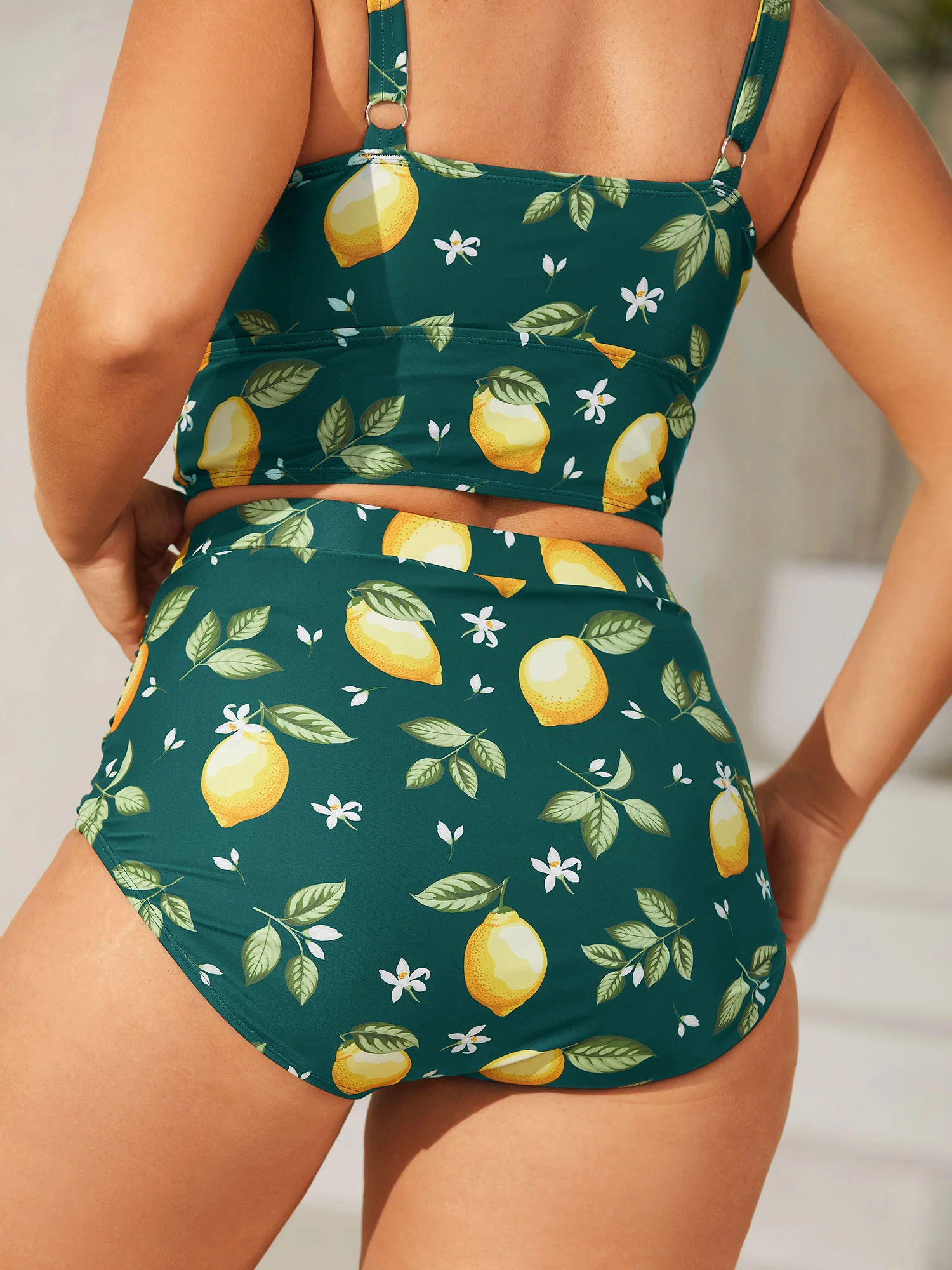 Lemon Print Pleated Tummy-Control Bikini Bottoms - Image 10