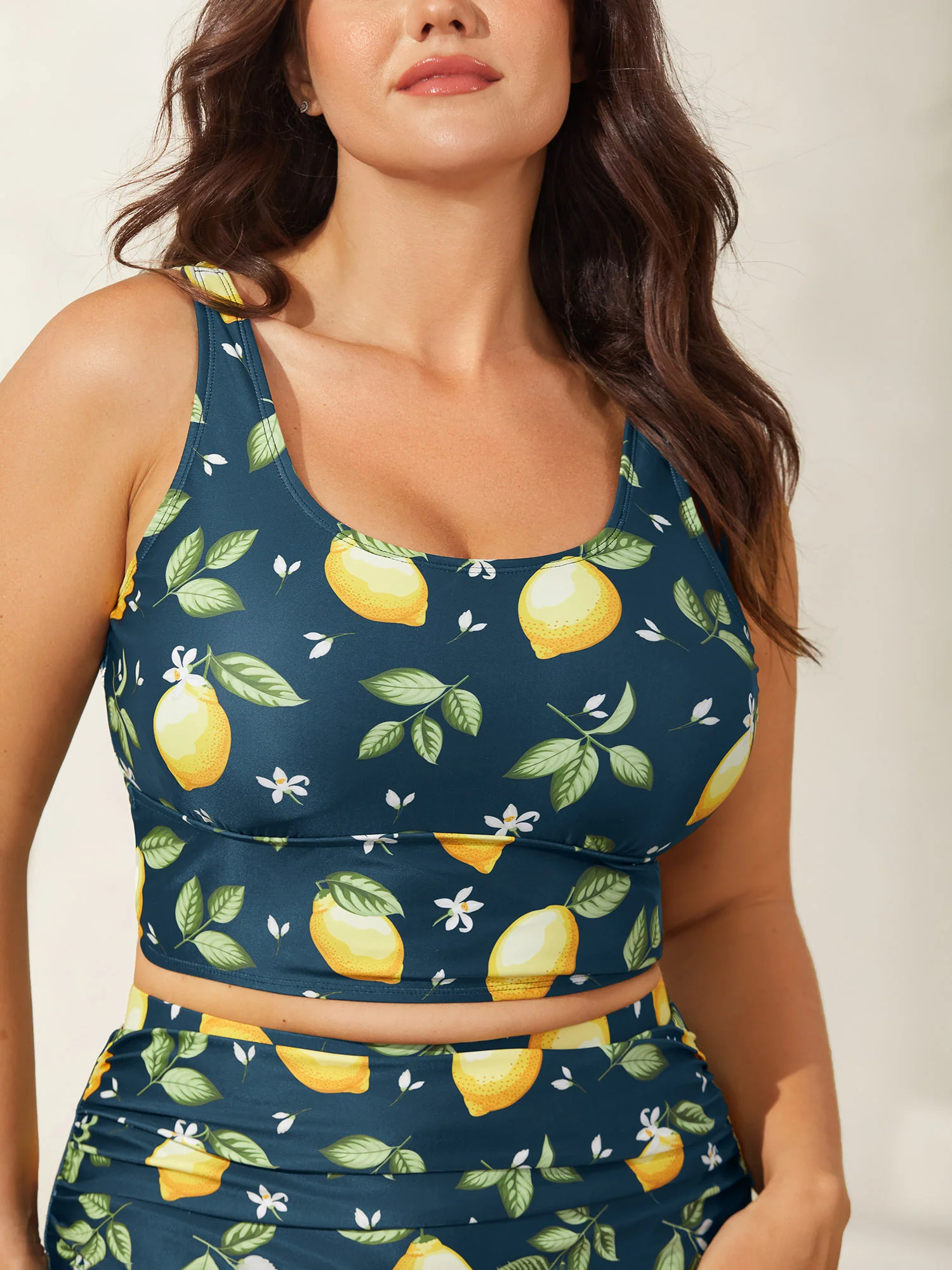 Lemon Print Scoop Neck Bikini Top - Image 13