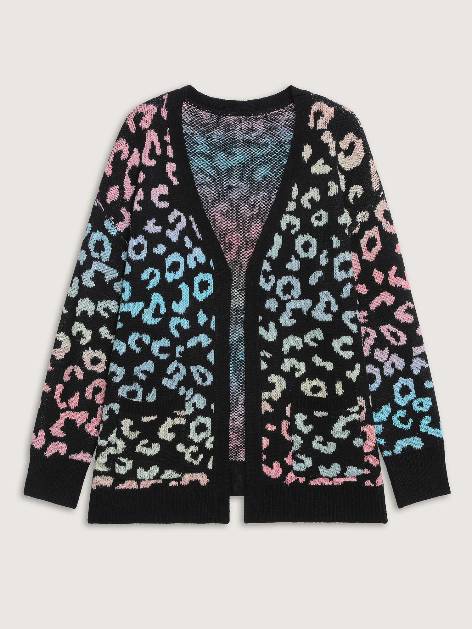 Leopard Colorful Print Open-Front Cardigan - Image 8