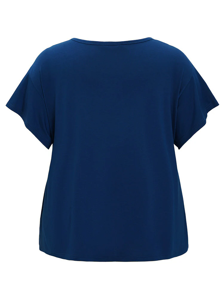 Leopard Contrast Batwing Sleeve Patchwork T-shirt - Image 10