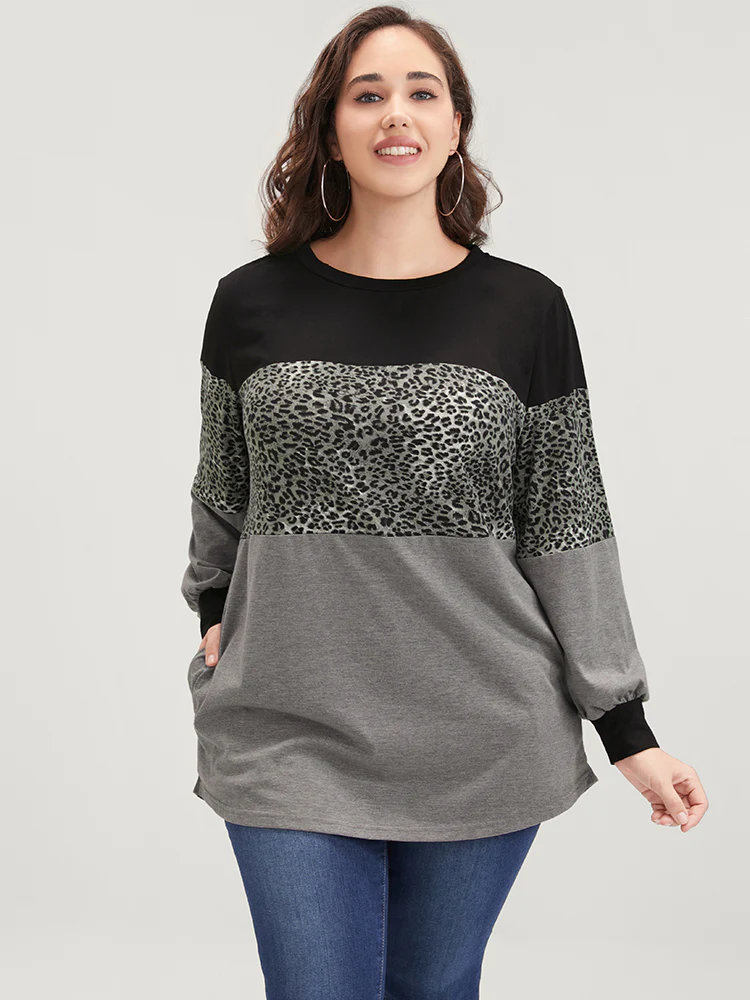 Leopard Contrast Drop Shoulder Sweatshirt - Image 3
