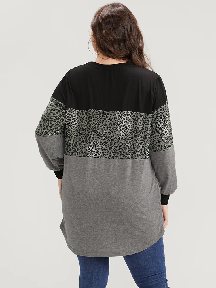 Leopard Contrast Drop Shoulder Sweatshirt - Image 4