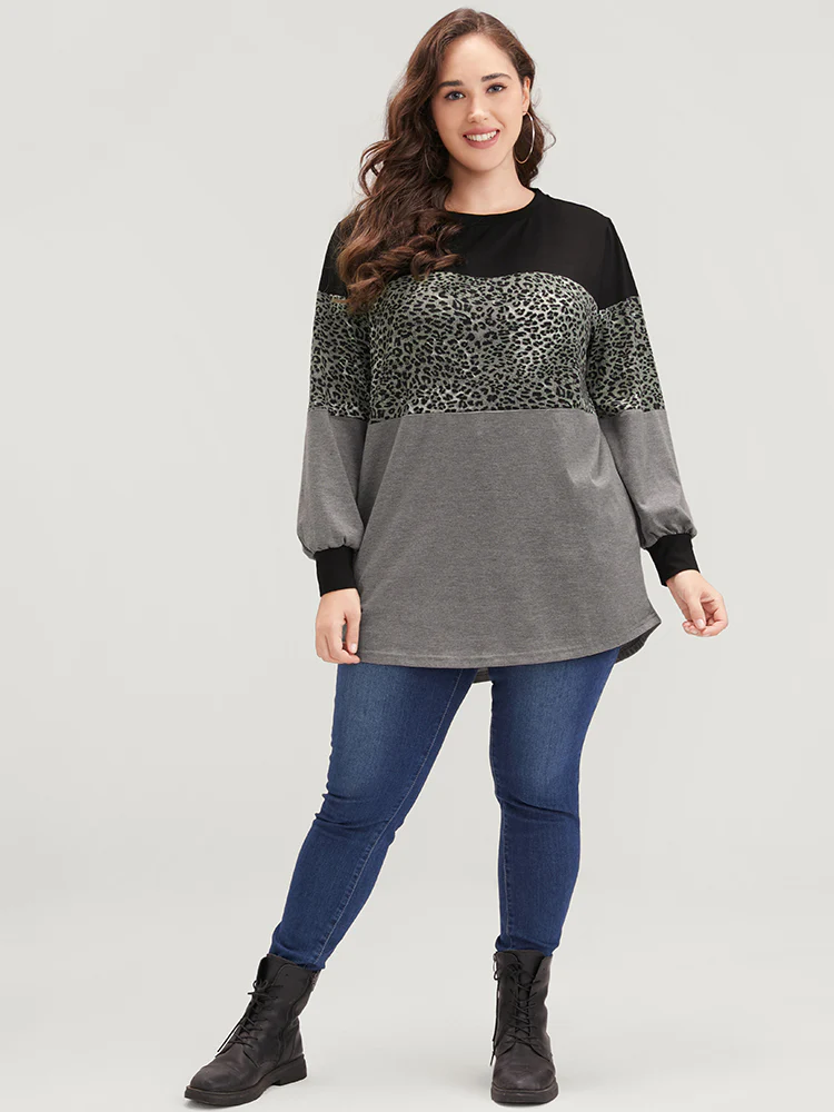Leopard Contrast Drop Shoulder Sweatshirt - Image 5
