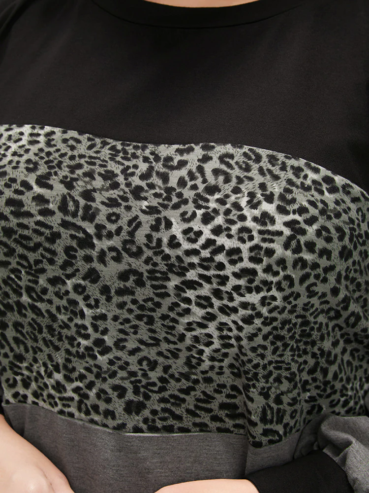 Leopard Contrast Drop Shoulder Sweatshirt - Image 6
