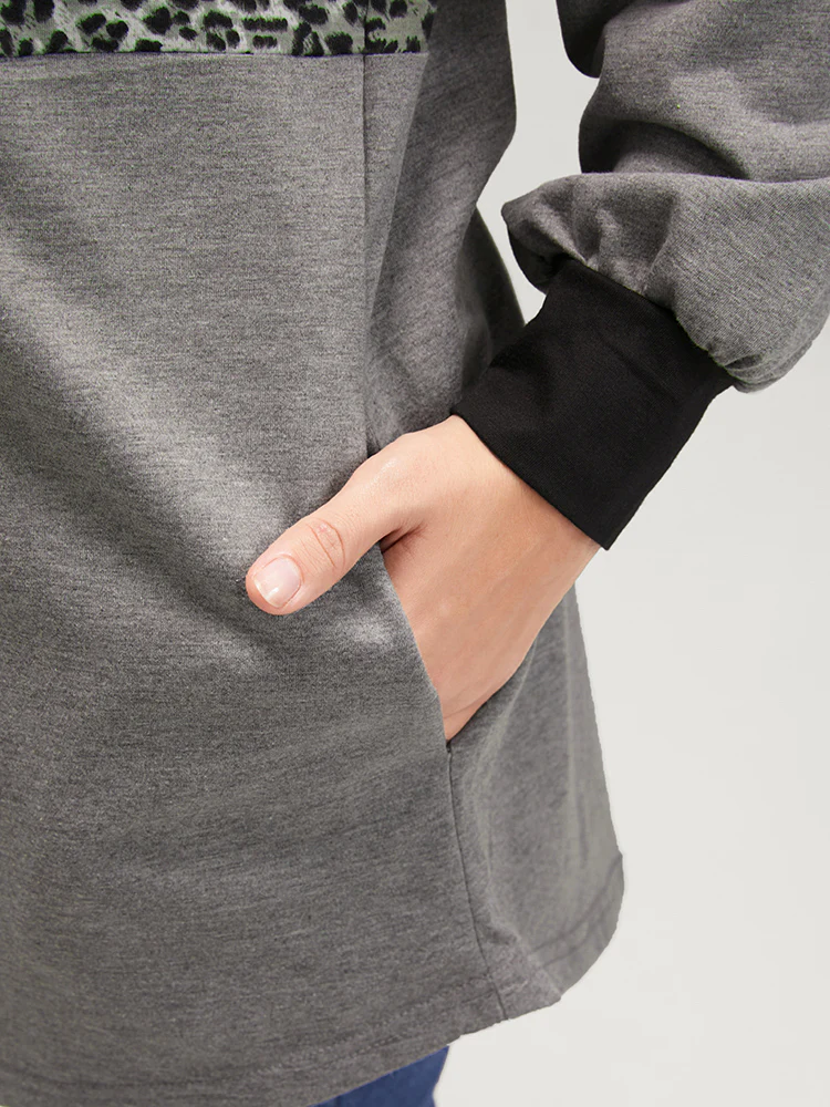 Leopard Contrast Drop Shoulder Sweatshirt - Image 7