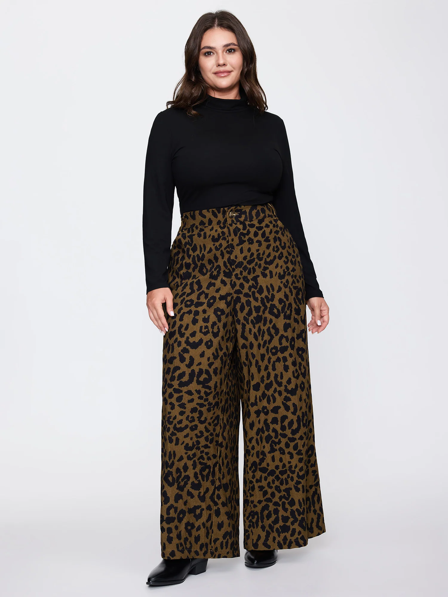 Leopard Corduroy Print Pockets Pants - Image 3