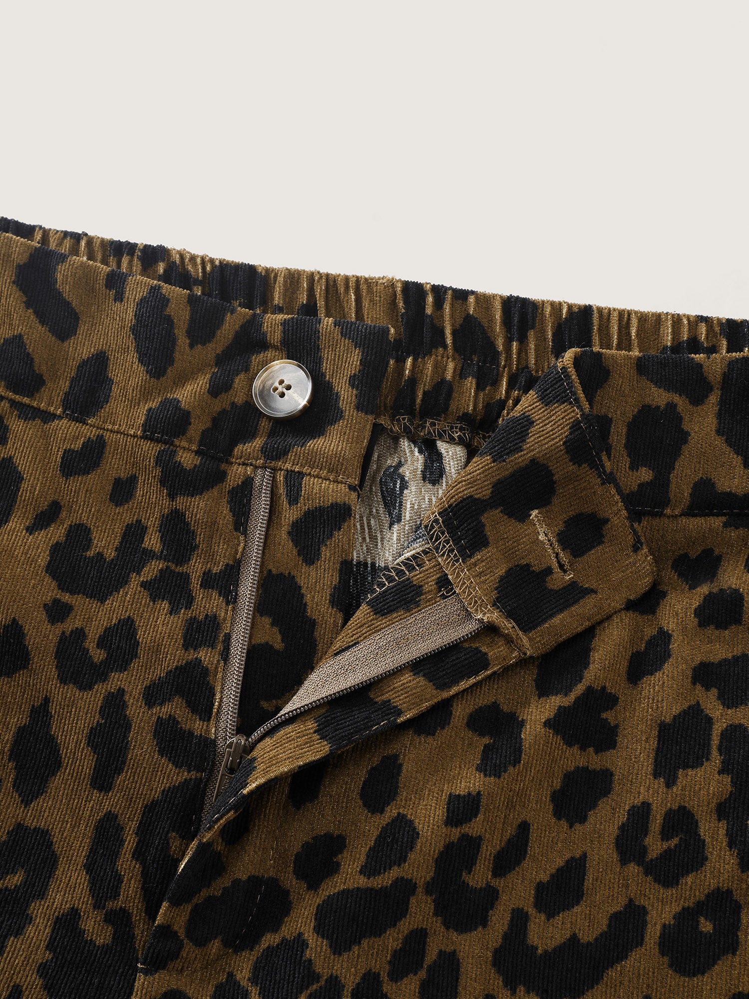 Leopard Corduroy Print Pockets Pants - Image 6