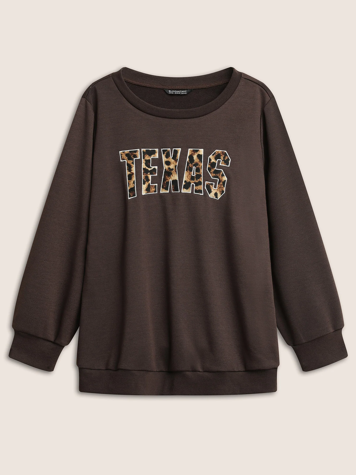 Leopard Embroidered Patch Rib Knit Sweatshirt - Image 7