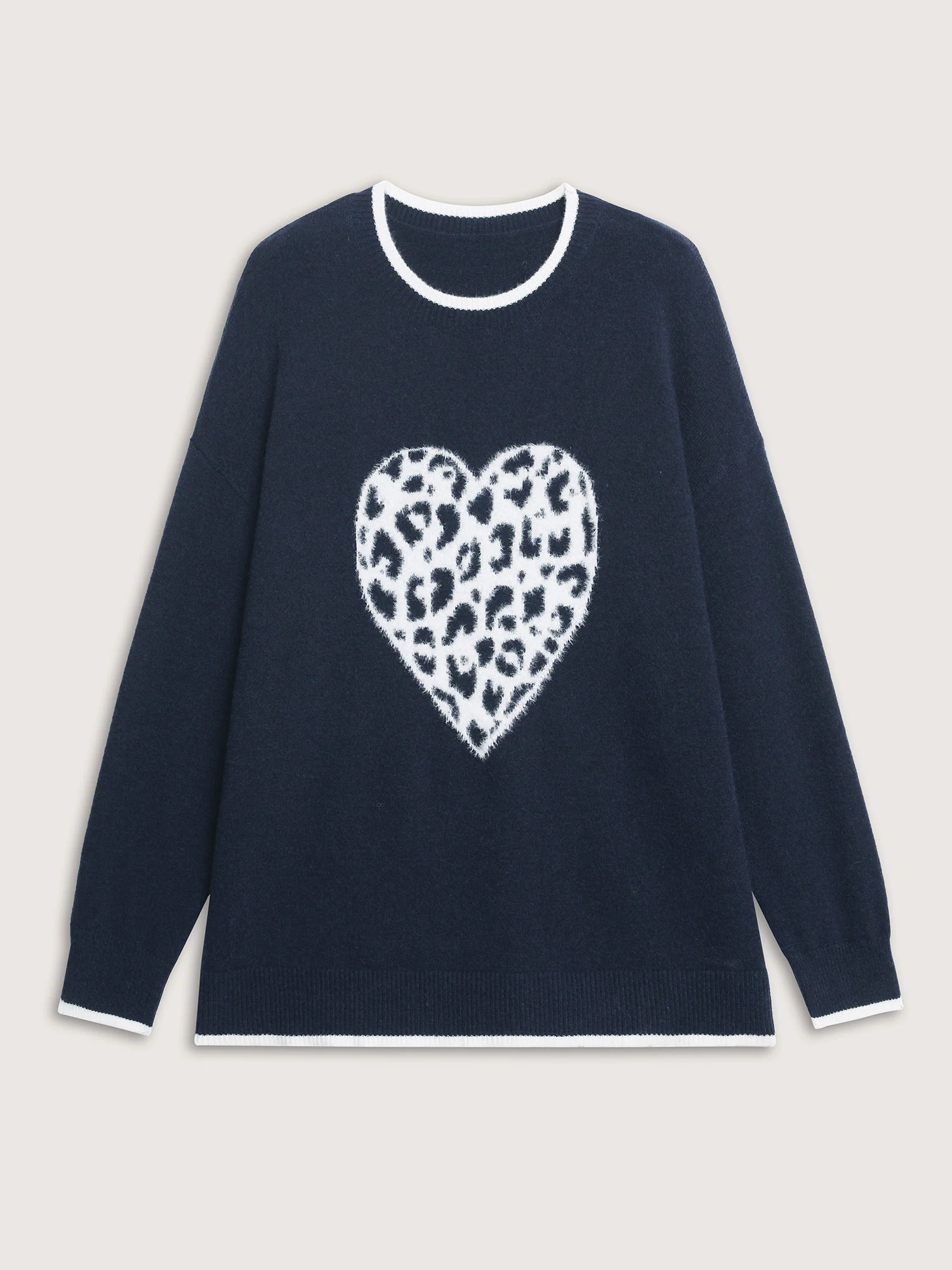 Leopard Heart Fluffy Texture Pullover - Image 5