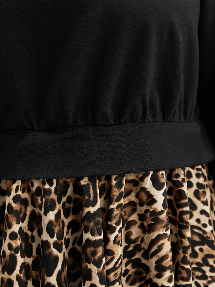 Leopard Patchwork Asymmetrical Hem Sweatshirt - Image 8