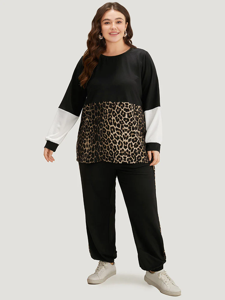 Leopard Patchwork Contrast Pants - Image 2