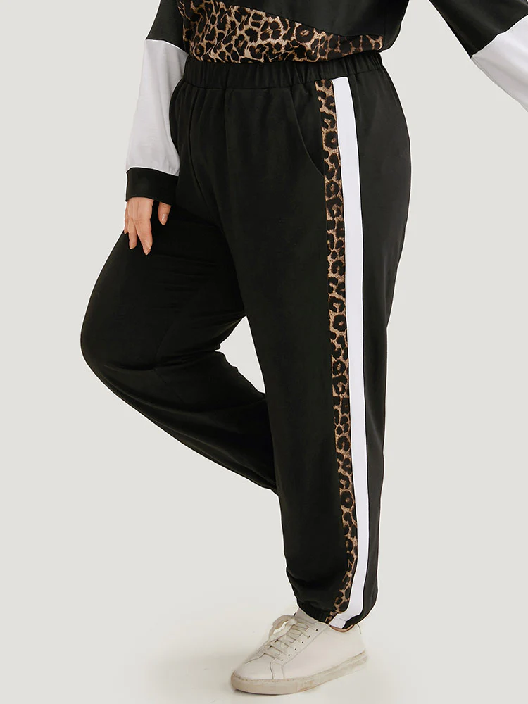 Leopard Patchwork Contrast Pants - Image 3