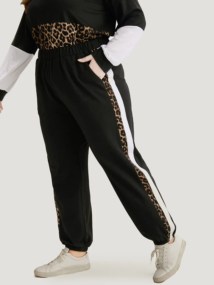 Leopard Patchwork Contrast Pants - Image 4