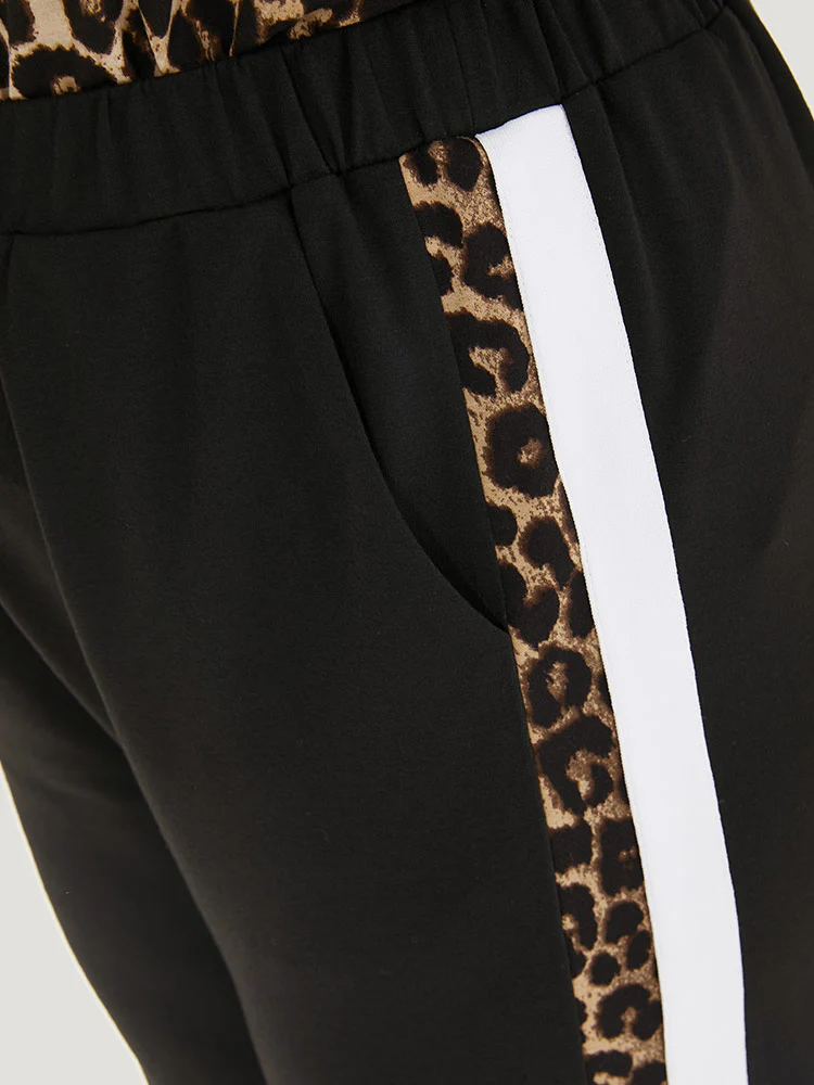 Leopard Patchwork Contrast Pants - Image 7