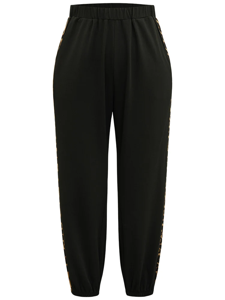 Leopard Patchwork Contrast Pants - Image 9