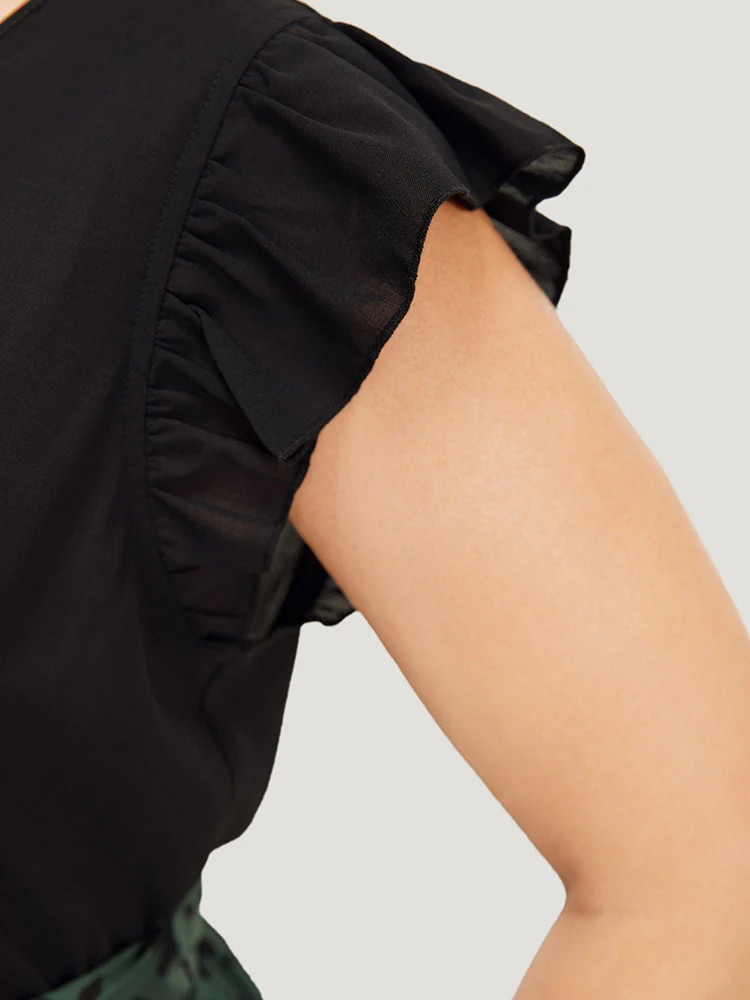 Leopard Patchwork Pocket Belt Ruffle Dress - Image 9