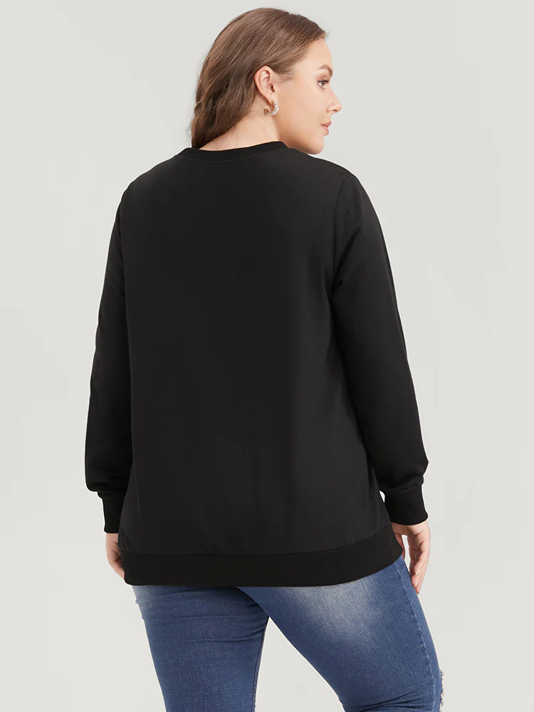 Leopard Patchwork Round Neck Drop Shoulder Sweatshirt - Image 7