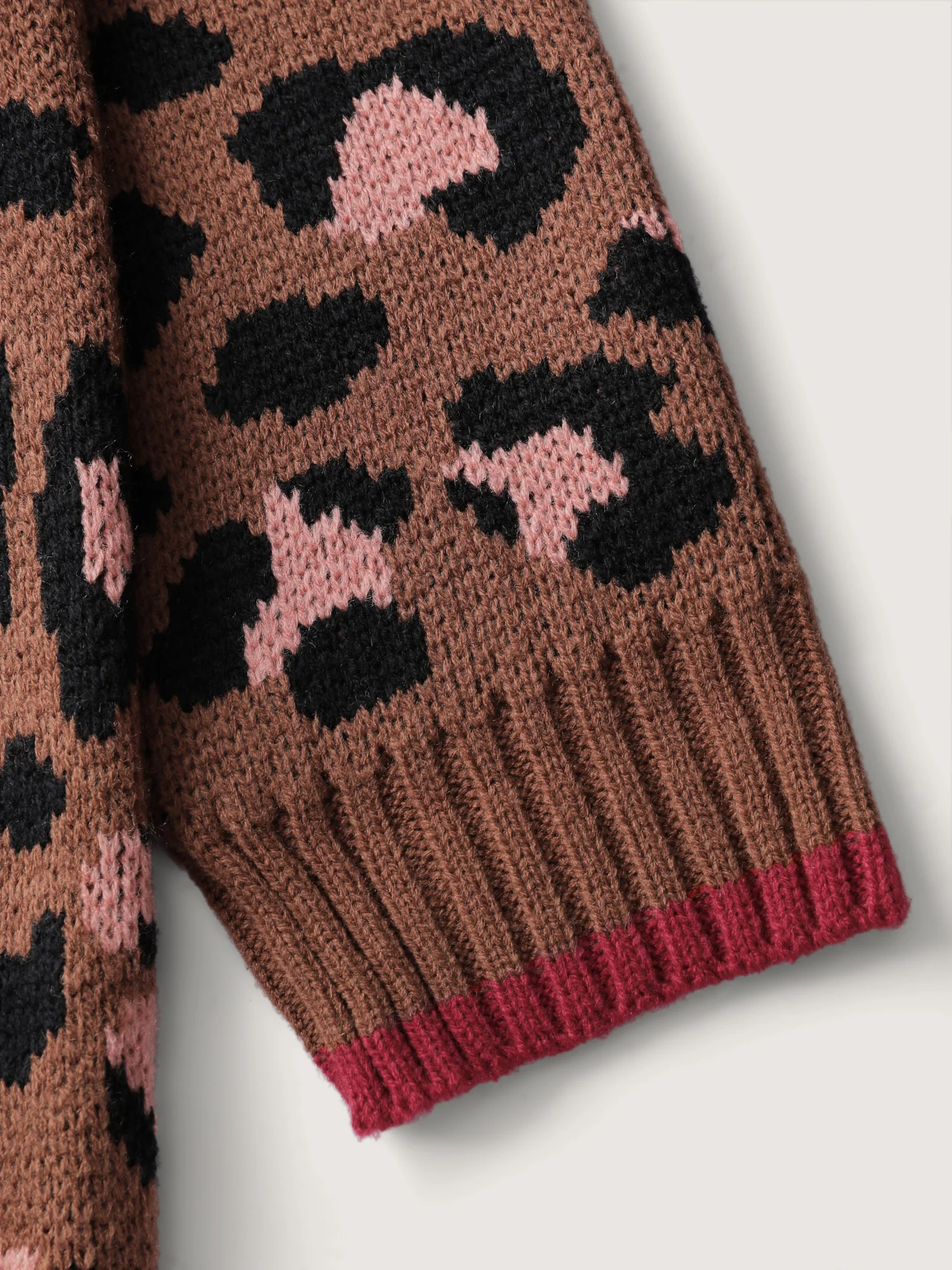 Leopard Pattern Color Contrast Bow Knit Cardigan - Image 6