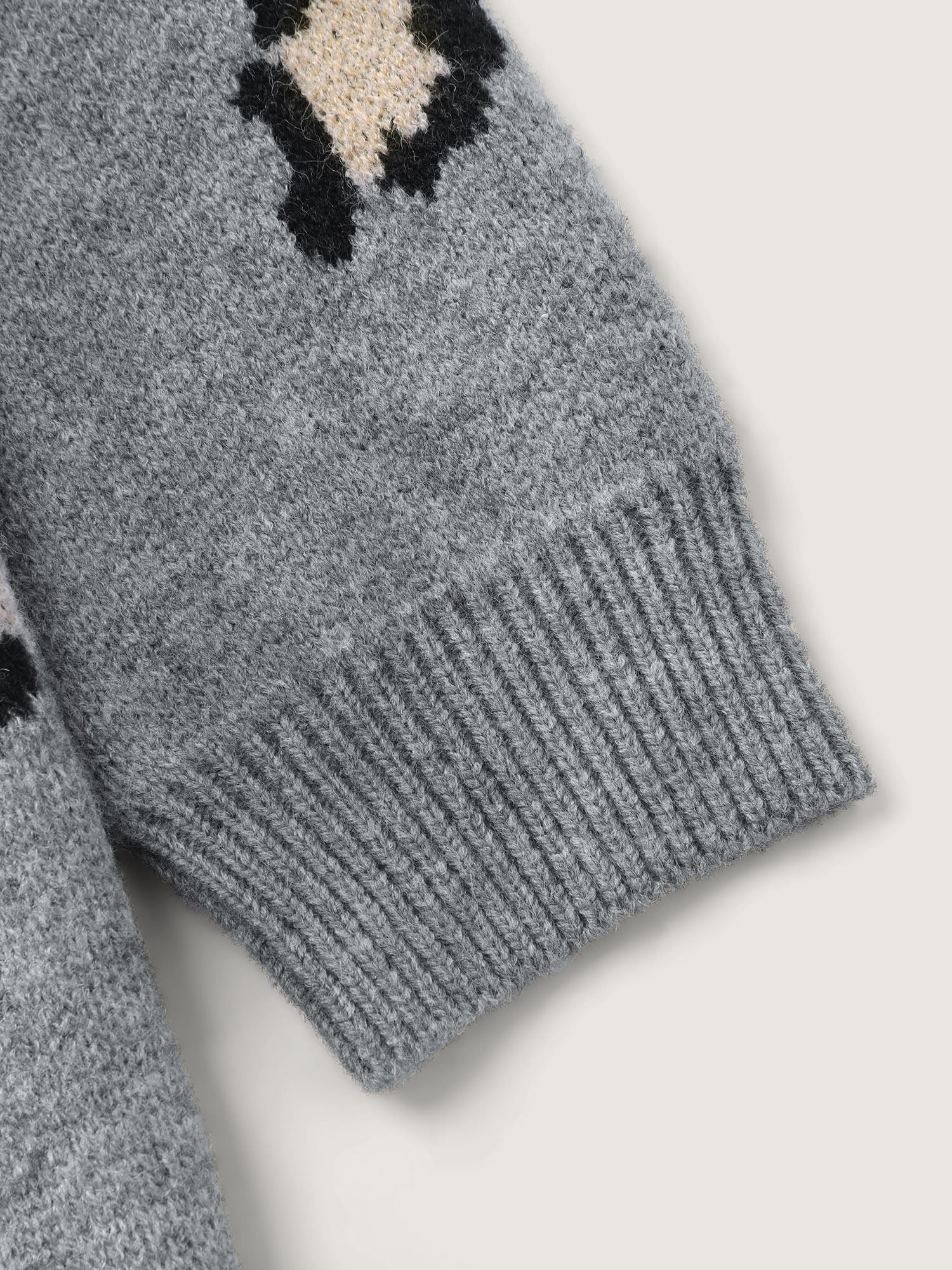 Leopard Pattern Jacquard Ribbed Hem Pullover - Image 7