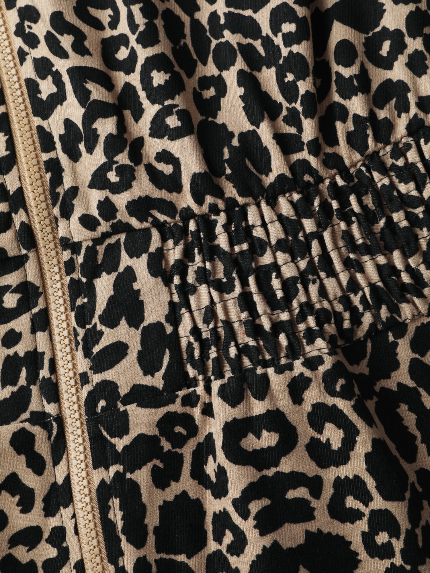 Leopard Pattern Zipper-Front Shirred Jumpsuit - Image 7