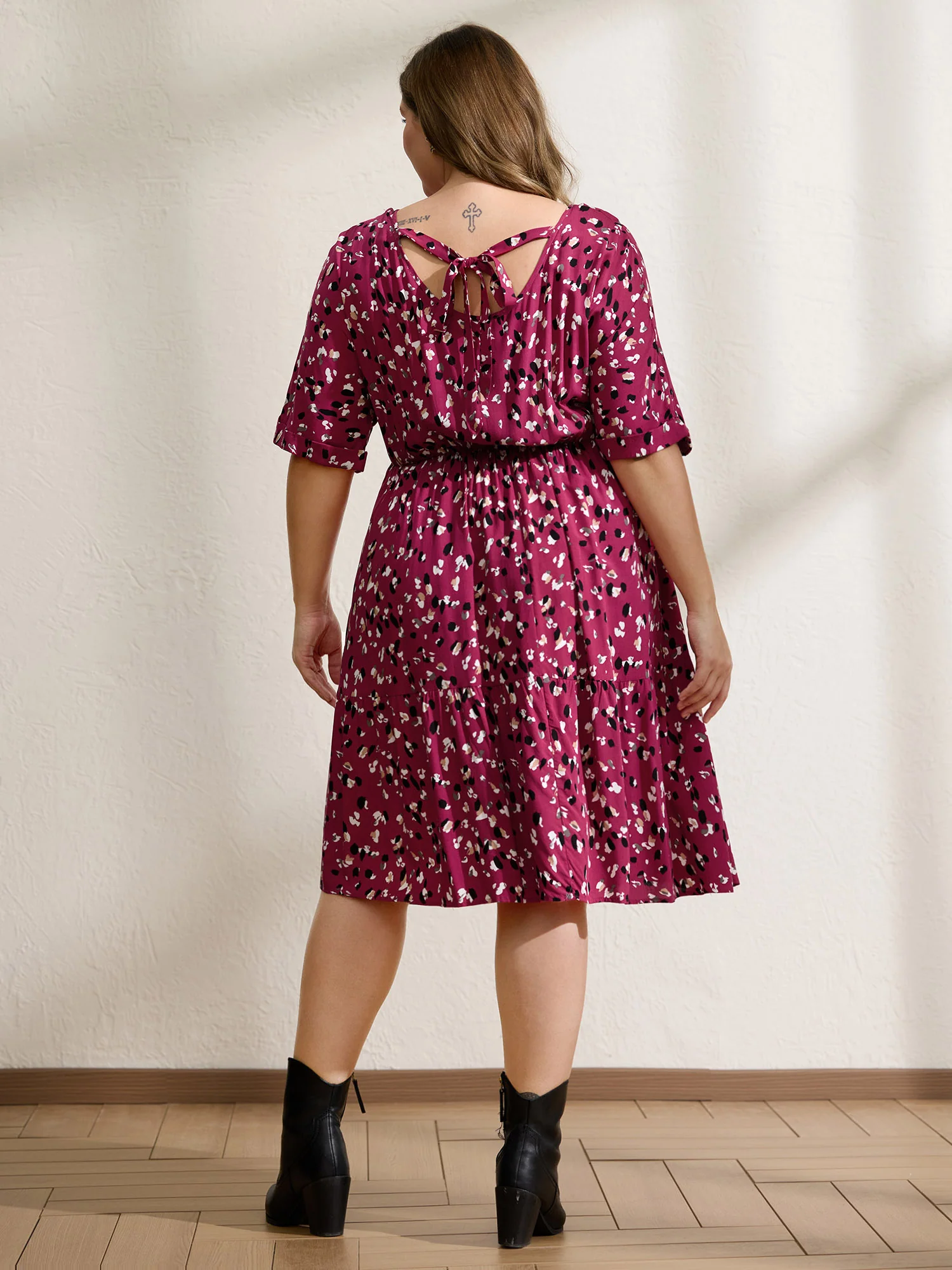 Leopard Print Backless Tie Pockets Mini Dress - Image 4