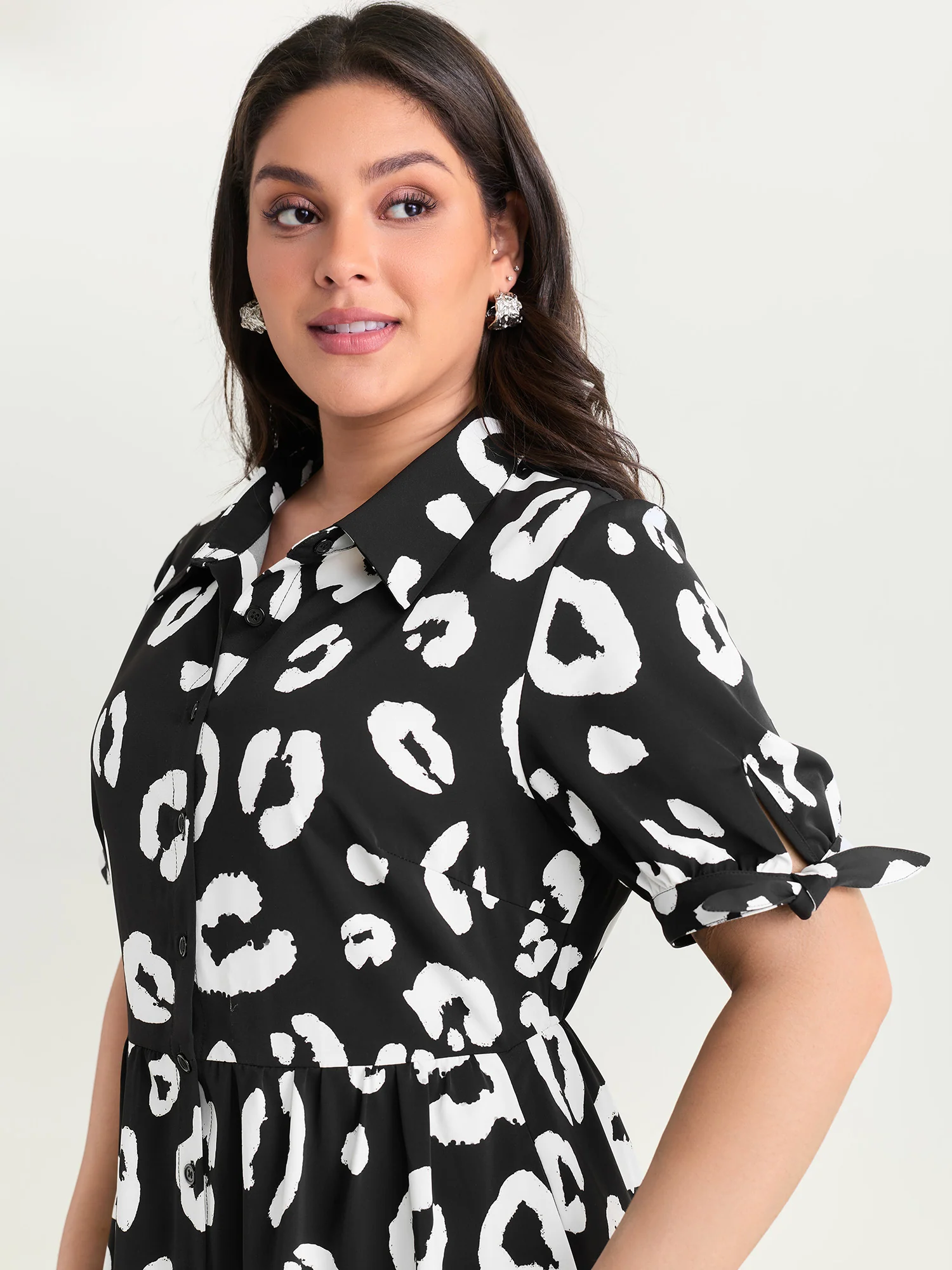 Leopard Print Button Down Midi Dress - Image 2