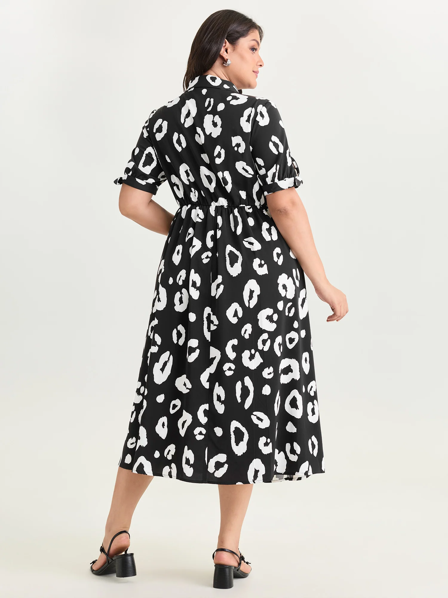 Leopard Print Button Down Midi Dress - Image 4