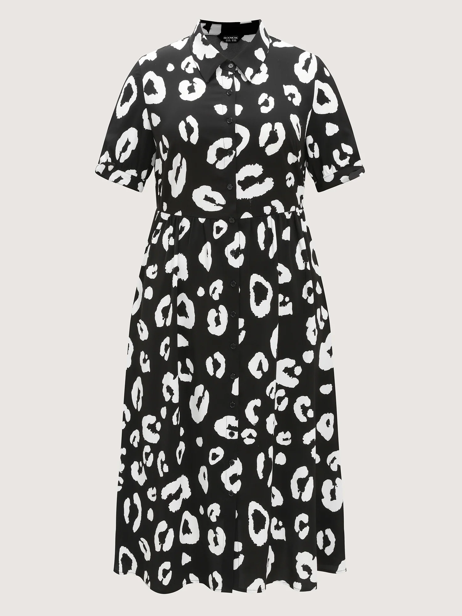 Leopard Print Button Down Midi Dress - Image 7