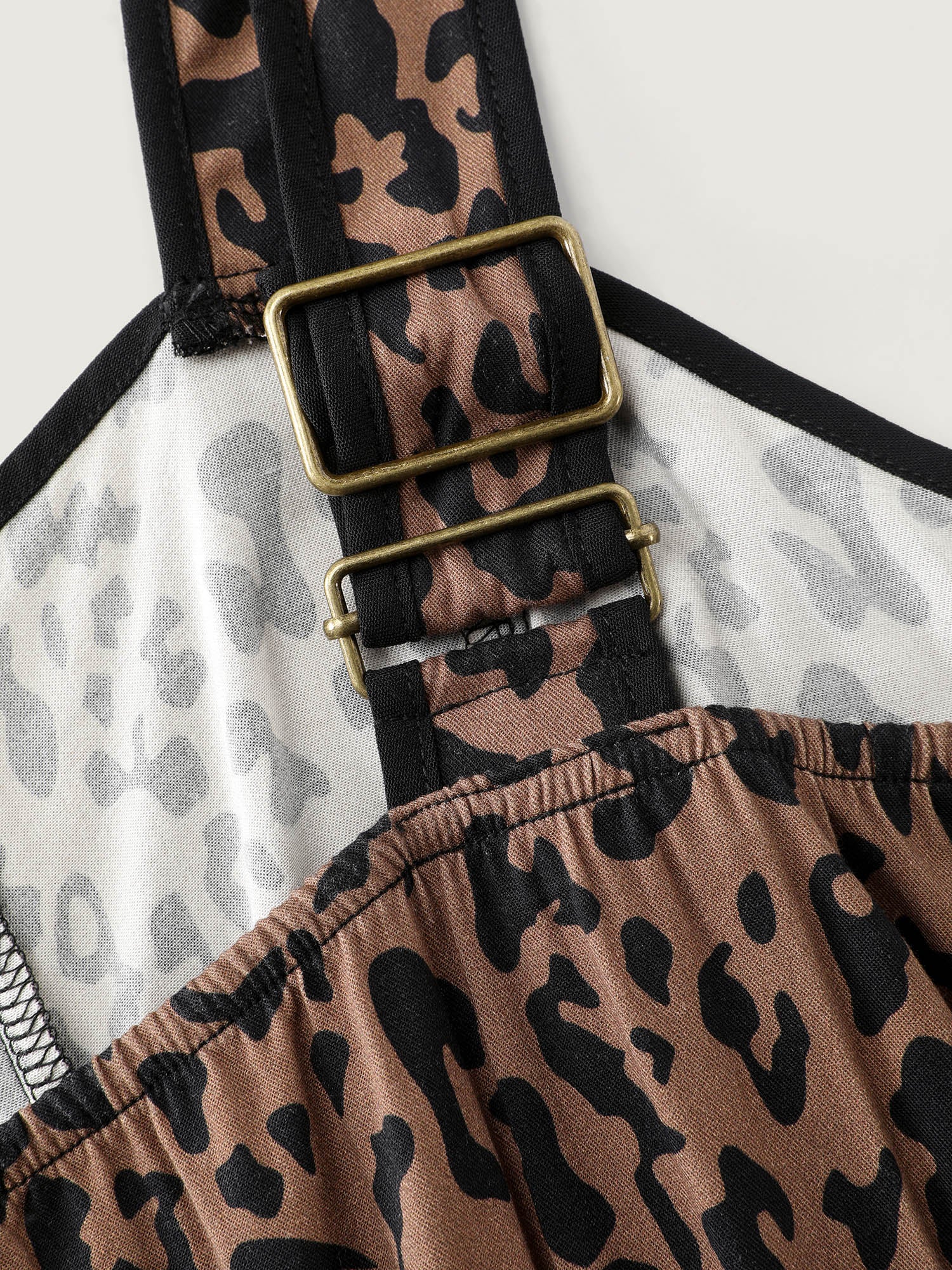 Leopard Print Button Wide Strap Midi Dress - Image 5