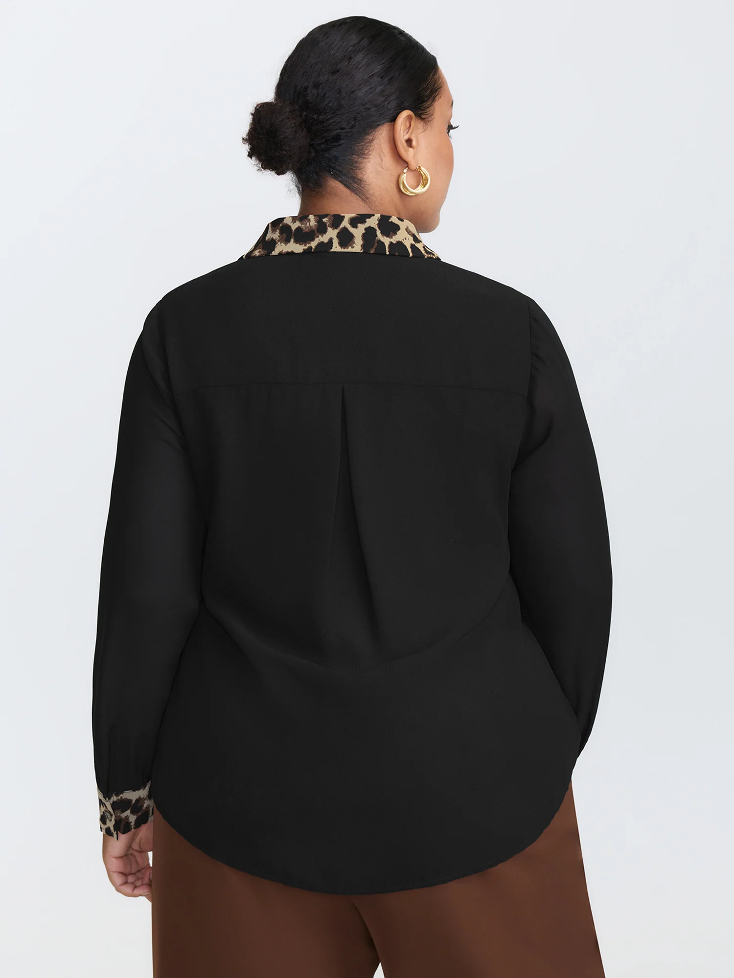 Leopard Print Chiffon Button-Down Blouse - Image 4