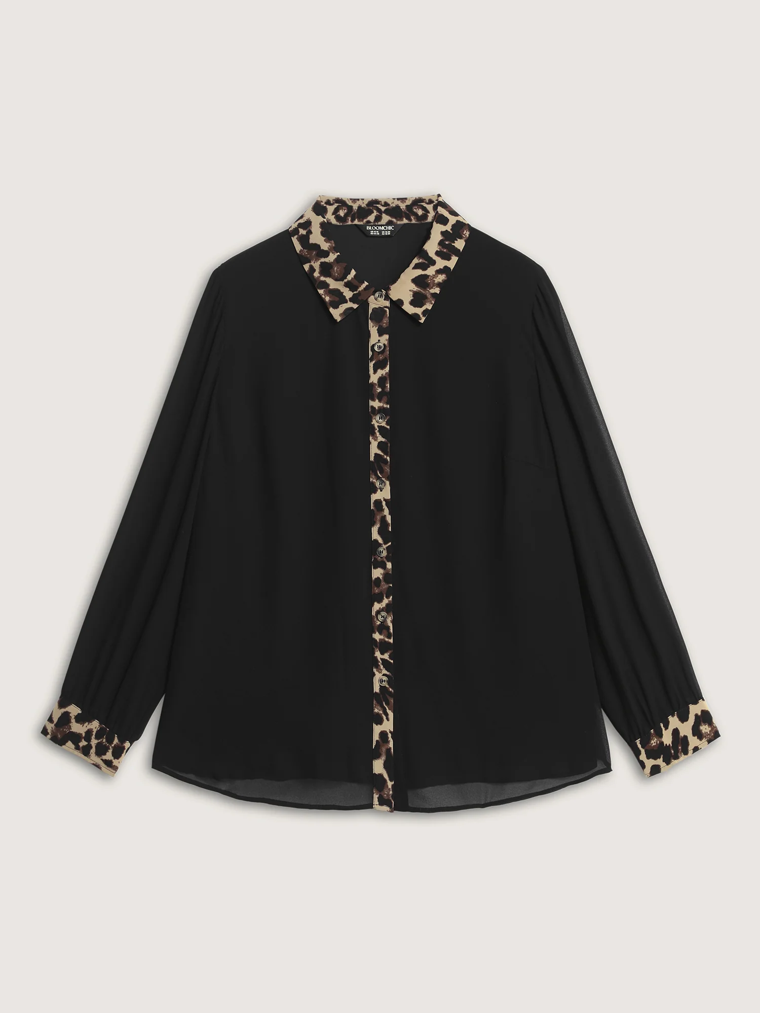 Leopard Print Chiffon Button-Down Blouse - Image 7