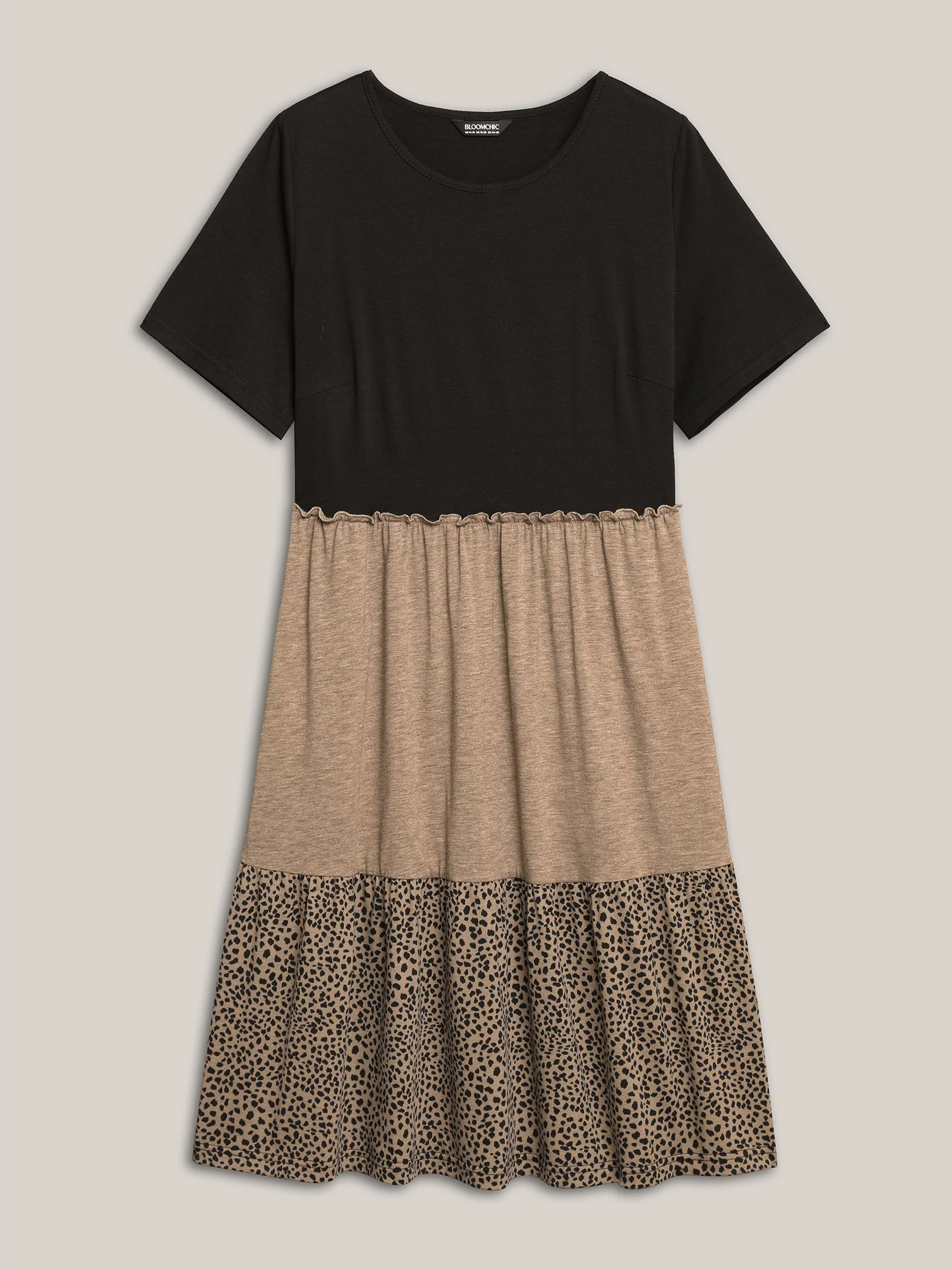 Leopard Print Color-Block Pockets Mini Dress - Image 9