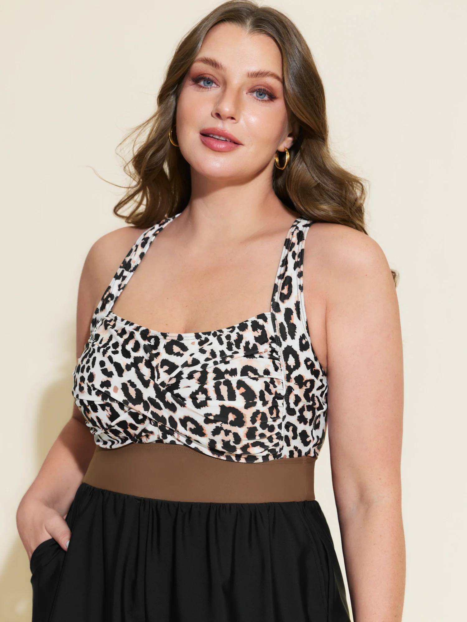 Leopard Print Color Contrast One-Piece Swimsuit - Image 10