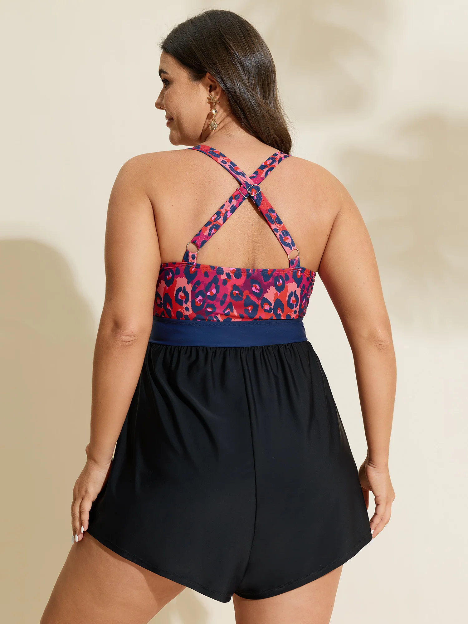 Leopard Print Color Contrast One-Piece Swimsuit - Image 23