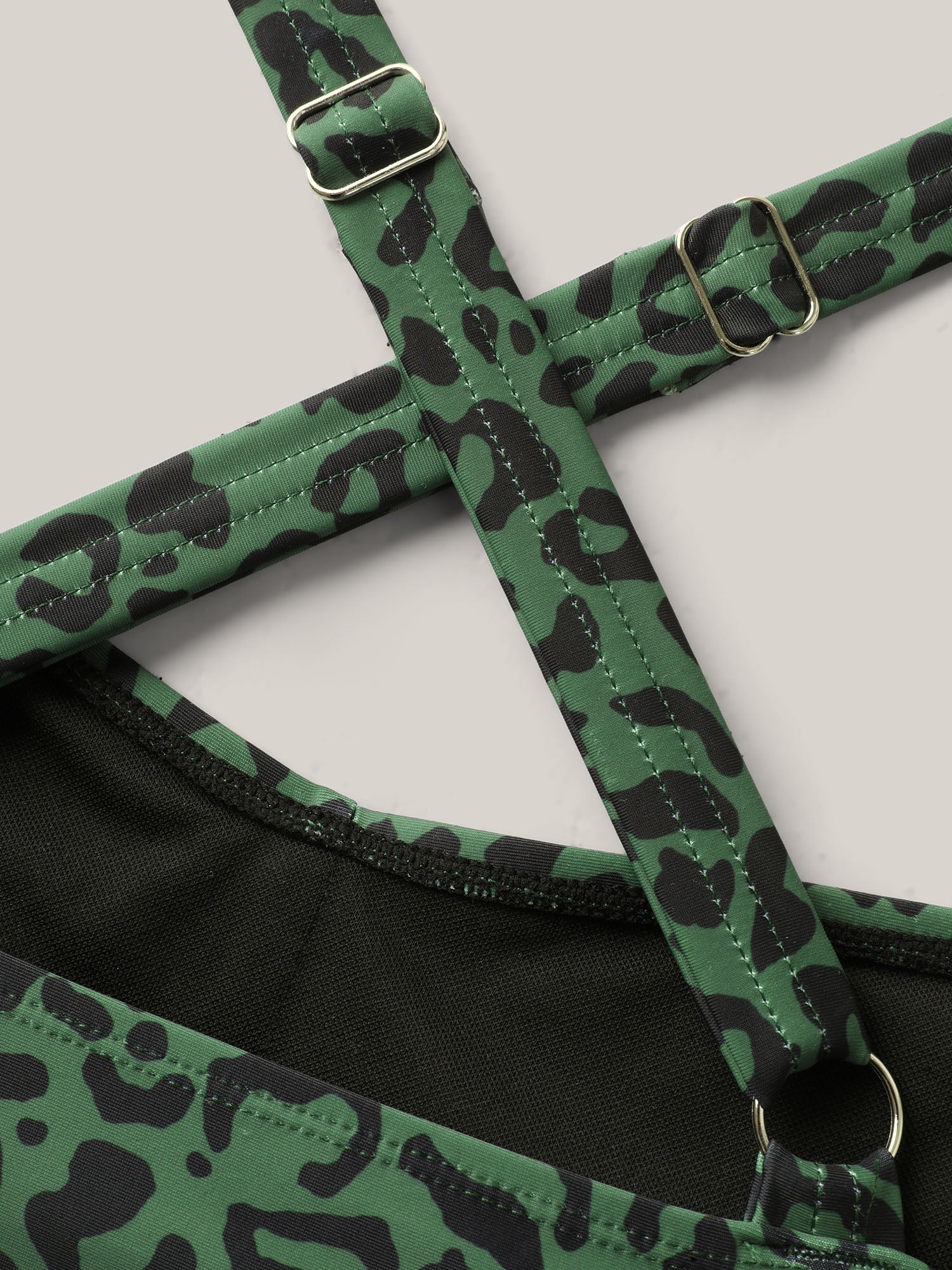 Leopard Print Color Contrast One-Piece Swimsuit - Image 6