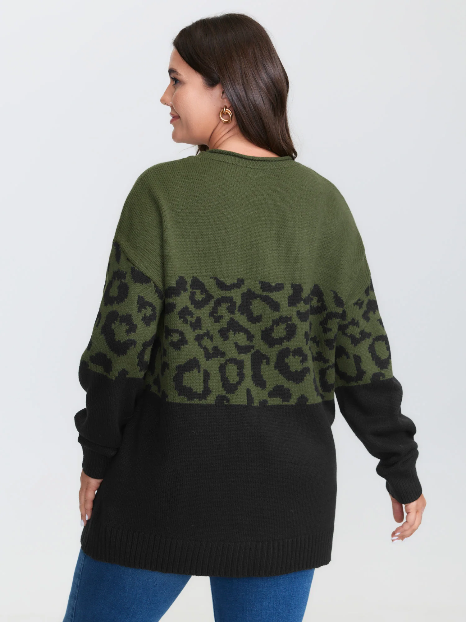 Leopard Print Color Contrast Pullover - Image 4