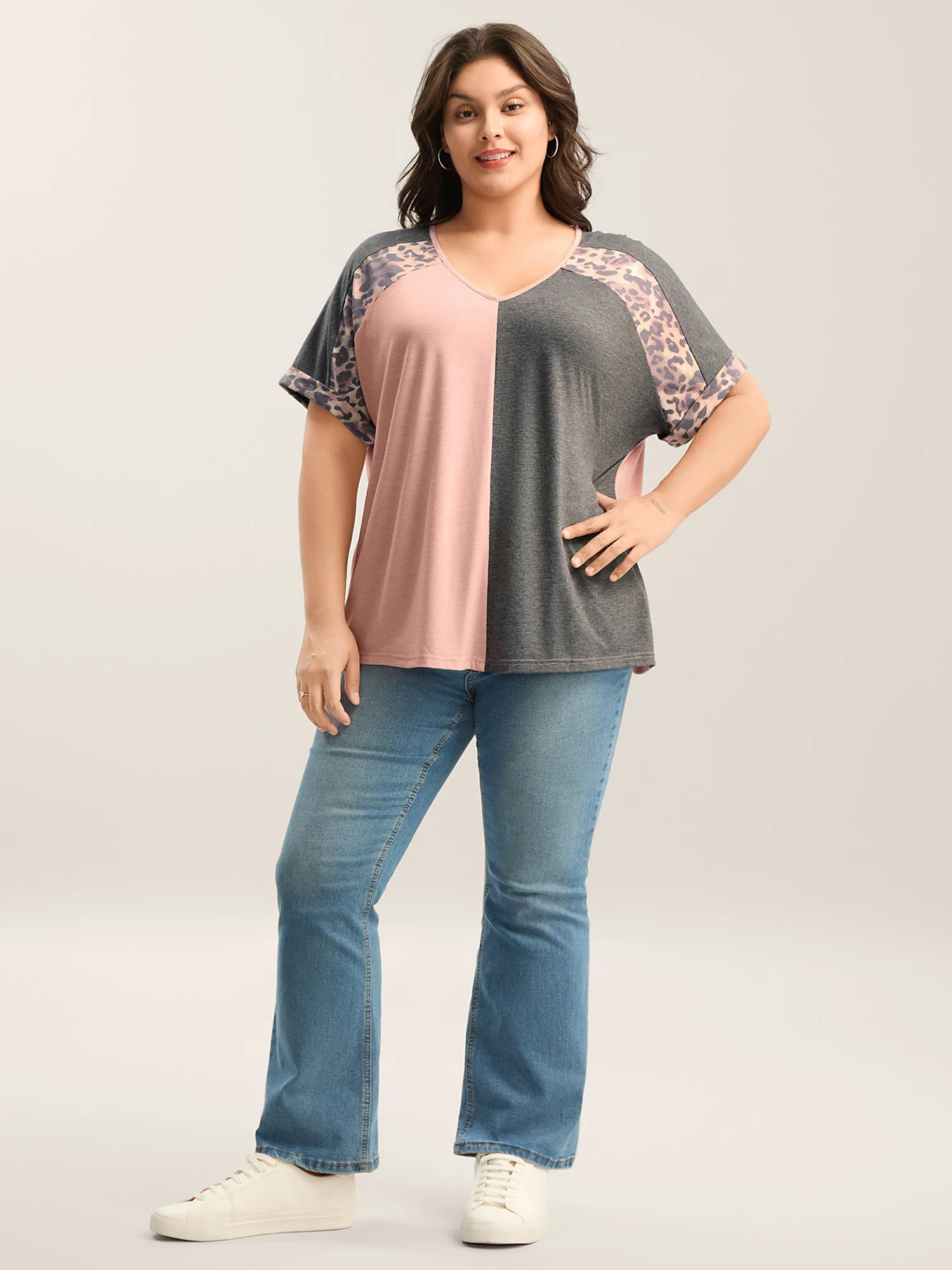Leopard Print Color Contrast T-Shirt - Image 3