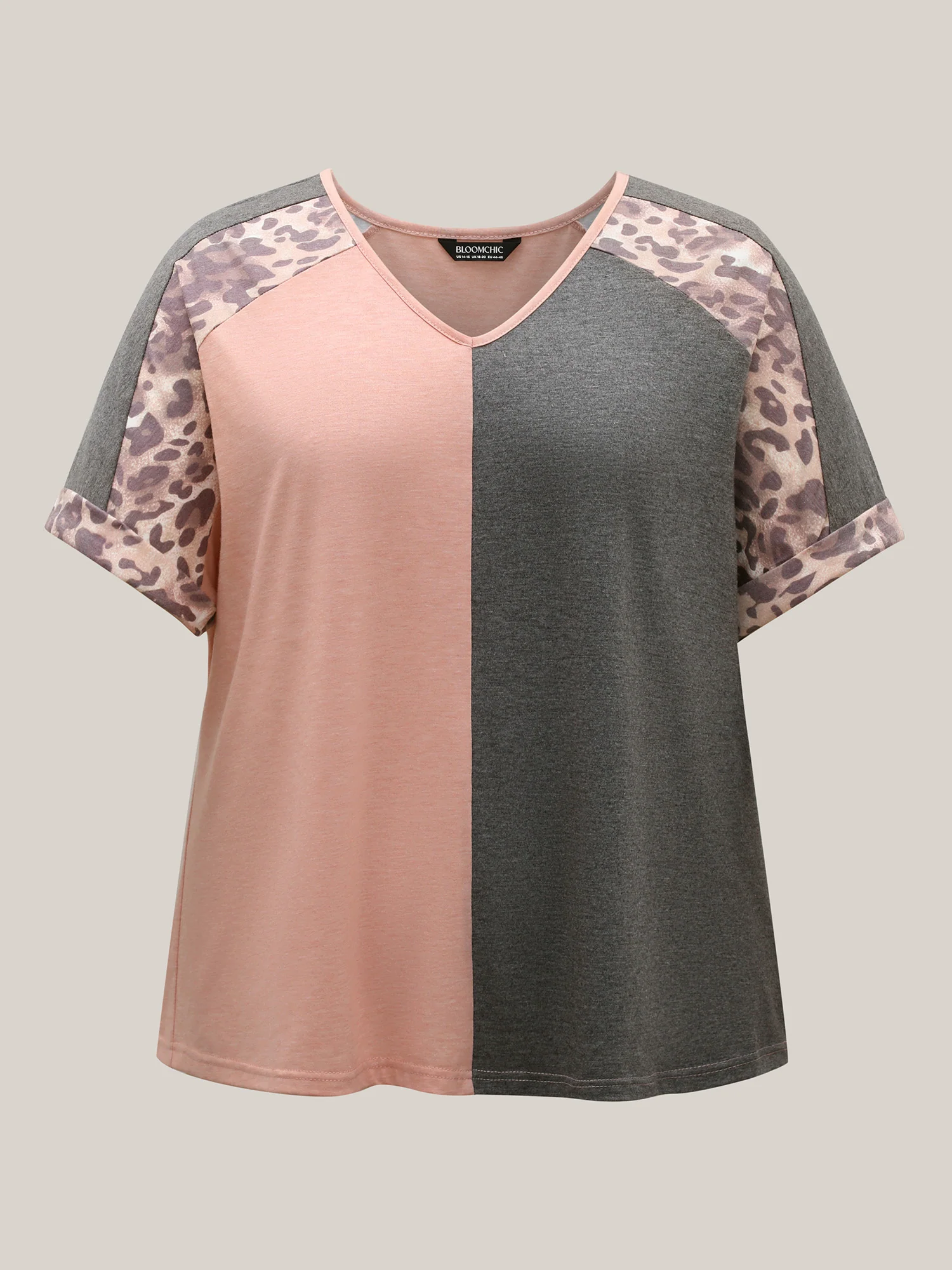 Leopard Print Color Contrast T-Shirt - Image 7
