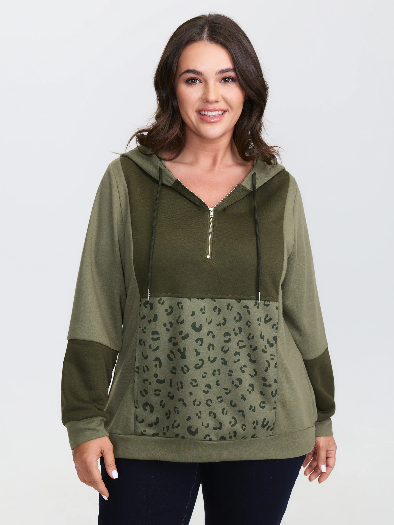 Leopard Print Colorblock Hoodie
